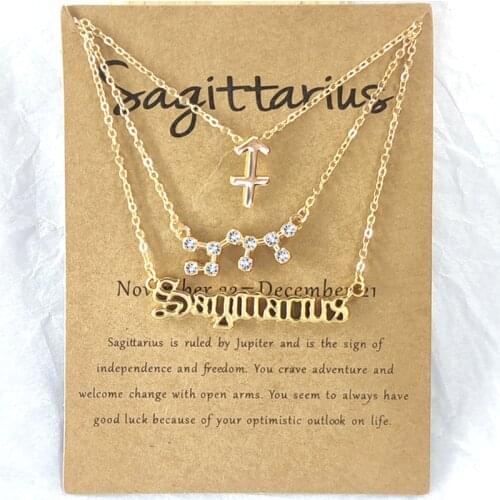 3PC Zodiac Sign Necklace Set for Women Girl Constellation Aries, Capricorn Zodiac Celestial Jewelry Astrology Horoscope KL40G9K