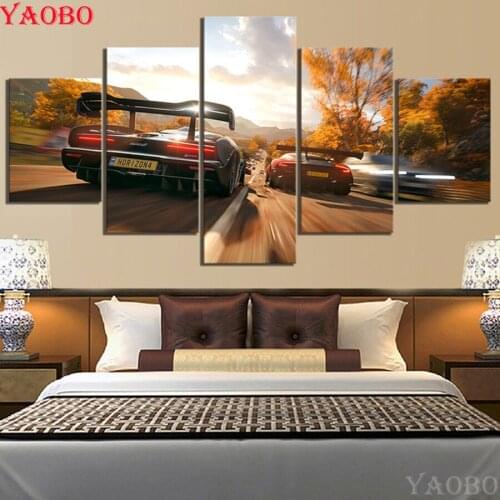 Full drill square/round 5d diy diamond painting 5 piece Racing car 3d embroidery beaded cross stitch wall art mosaic painting
