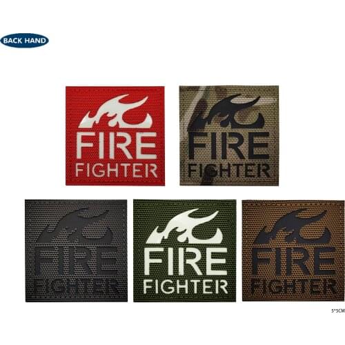 Fire Fighter IR Reflective Velcros Patches Rescue Military Hook Back Patches Medic Tactical Emblem Applique FIREFIGHTER Badges