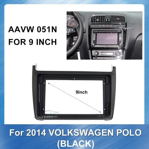 Car DVD Only Frame Audio Fitting Adaptor Dash Trim Facia Panel for VOLKSWAGEN POLO 2014 BLACK Dashboard ABS plastic Panel