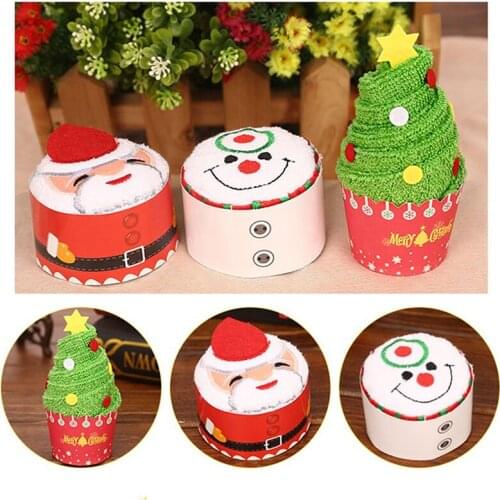 Christmas Creative Cake Towel Gift Washcloth Dishcloth Xmas Cute Towel Presents Navidad