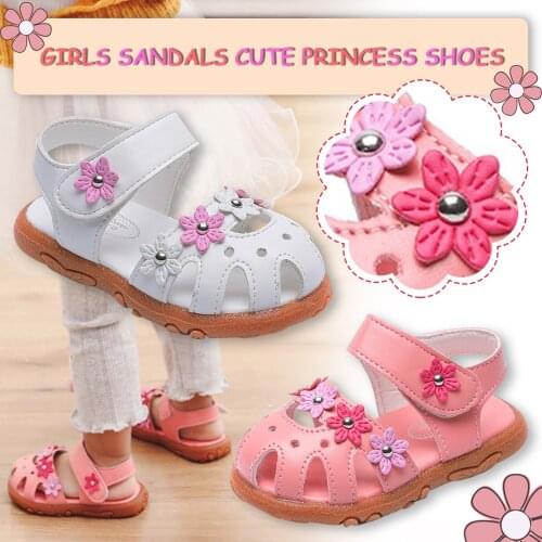 Toddler Sandals Children Girls Bag Toe Sandalias Flower Kids Shoes Pearl Princess Shoes Non-slip Hollow Out Sandales Femmes été