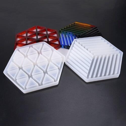 Hexagon Triangle Inner Strip Coaster Silicone Mold for Crystal Coaster Mold Home Decoration Craft Resin Art Supplies