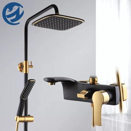 Black White Golden Rain Shower Faucet Bathroom Shower Faucet Taps Bathtub Faucet Mixer Crane Rotatble Spout Faucet Taps
