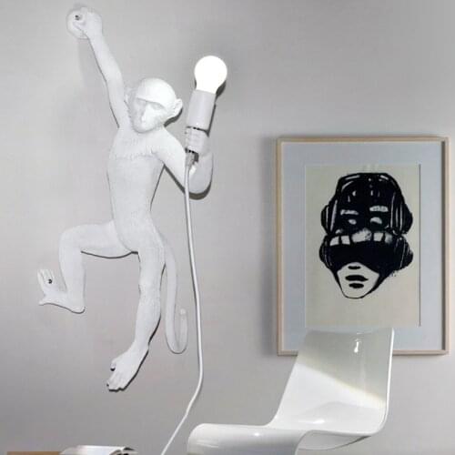 Modern Pendant Lights Resin Monkey Lamp Home Deco Hemp Rope Hanging Lamps Loft Luminaire Light Fixtures WJ430