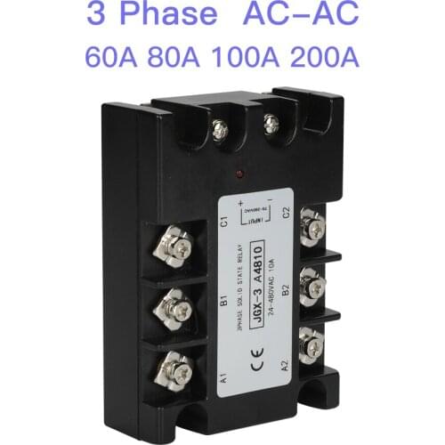 AC control AC three Phase Solid State Relay SSR 60A 80A 100A 200A Relay module control voltage 70-280V output voltage 24-480VAC
