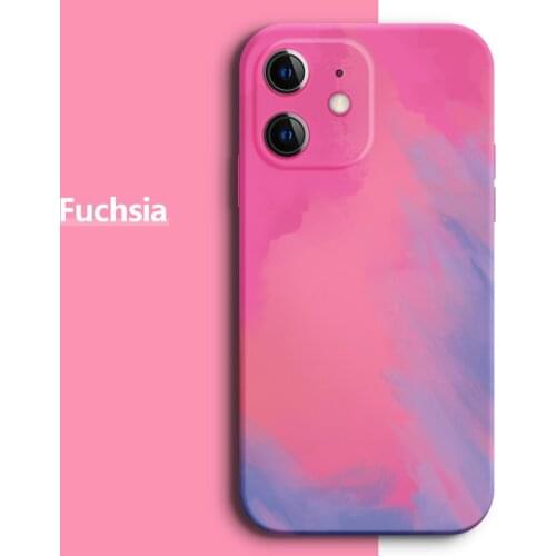 Ultra-thin Cute Watercolor Liquid Silicone Phone Case For iPhone 12 11 Pro Max SE XSmax XR X 8 7 Plus Camera Protection Cover