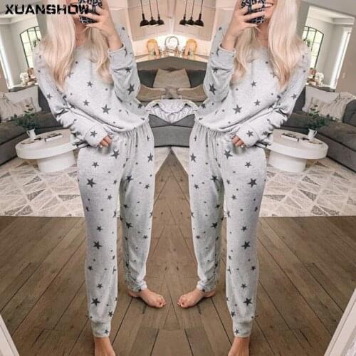 XUANSHOW 2020 Autumn Two Piece Set Women Casual Outfits 2Pcs Tracksuit Print Pants Sets Leisure Loungewear Suit Dresy Damskie