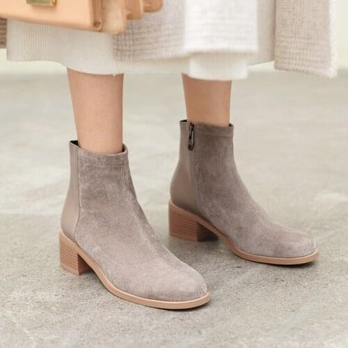 SKLFGXZY New style Genuine leather Chelsea boots Womens boots Autumn and winter Female boots cowhide Womens shoes