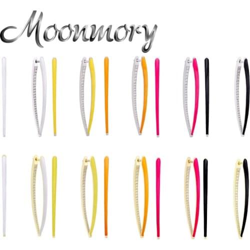 Moonmory 925 Sterling Silver Full CZ Colorful Drop Earring For Women Gift Punk White Stone Dangle Earring With Piercing Jewelry