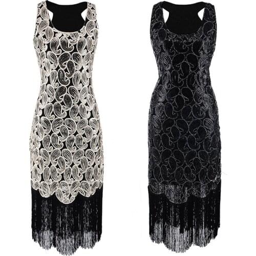 Summer Vestidos Elegantes Vintage A-line Sleeveless Knee-length O-neck Embroidery Plus Size Black Gold Beading Sequin Dress 9980