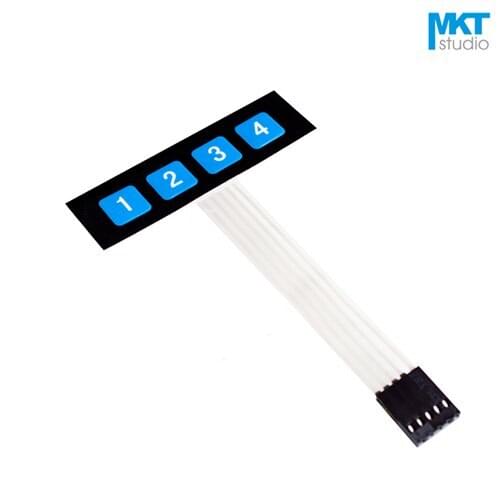 10Pcs Squared Black 1*4 Numeric Membrane PVC Matrix Keypad Panel Switch For MCU Interface-From Left