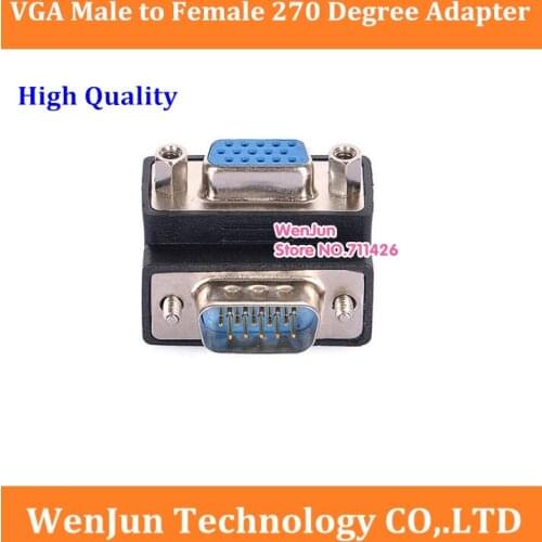 100pcs/lot High Quality VGA 15 Pin Male To Female M/F 270 degree Adapter Cord Monitor Connector