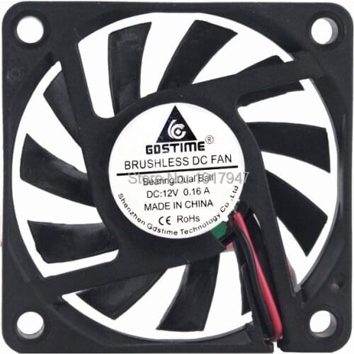 100 Pieces lot Gdstime 6CM 6010B 60mm x 10mm 0.16A 12V 2Pin Dual Ball Axial Cooling Fan