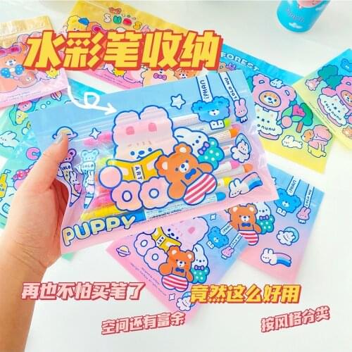 8pcs/Set Cute Rabbit Food Closure Pockets Korea Household Storage Bag Cartoon Coin Purse PVC Jelly Purses Student Storage Bag