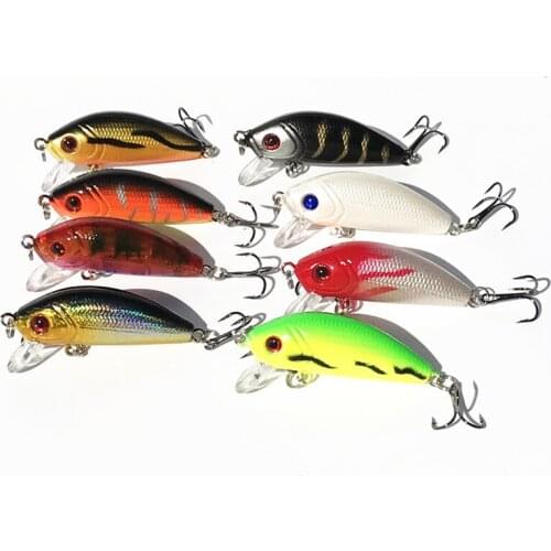 8 Pieces Opesize Charm Minnow Sea Fishing Artificial Rigid Feed Hook Fighting 4.2 cm 3.7g Laser Lures