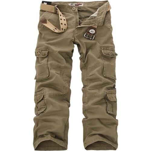 Big Size 46 Mens Baggy Leisure Cargo Pants Overalls With Multiple Pockets Mens Slacks Straight Legs Men Long Trousers Bottoms