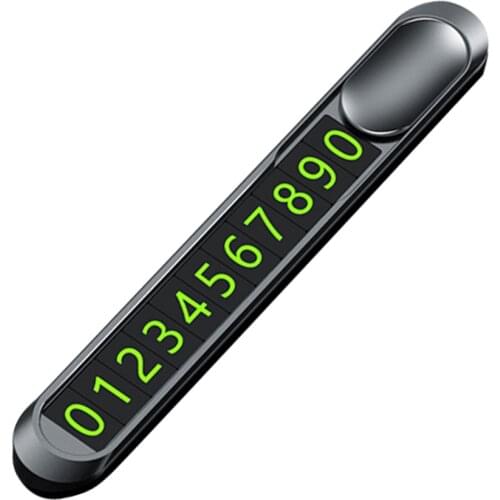 Black Car Temporary Parking Card Metal Alloy Texture Auto Phone Number Card Plate Telephone Number Card Car Sticker