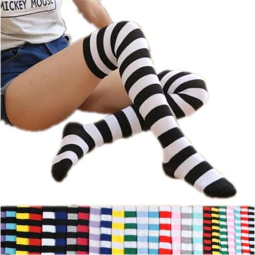 2020 Colorful Sexy Striped Boots Compression Stockings Ladies Over Knee Socks Long Womens Sock Body Thigh High Tube Socks Women