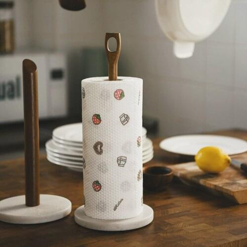 36*15cm Kitchen Paper Holder Handmade Wooden Bathroom Suction Hanger Tissue Rack Kitchen Towel Hook