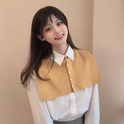 Jean fabric Shawl Women Knitted Vest Artificial Cashmere Student Shoulder Wrap with False Collar Autumn Tippet knot Scarf