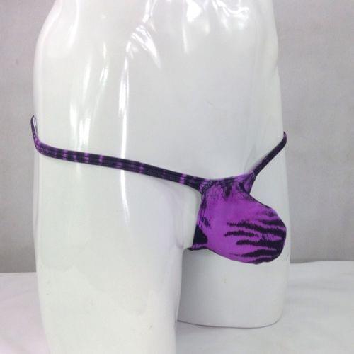 Mens sexy Thong Bulge Pouch T-back Grape Smugglers TIGER prints stretchy swim fabric G4034