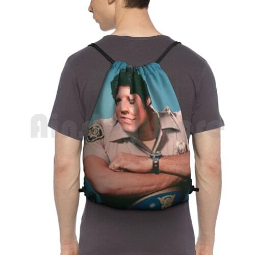 Erik Estrada Ponch ChipS Design Vintage 70S Backpack Drawstring Bags Gym Bag Waterproof Cops Highway Patrol Chips 70S