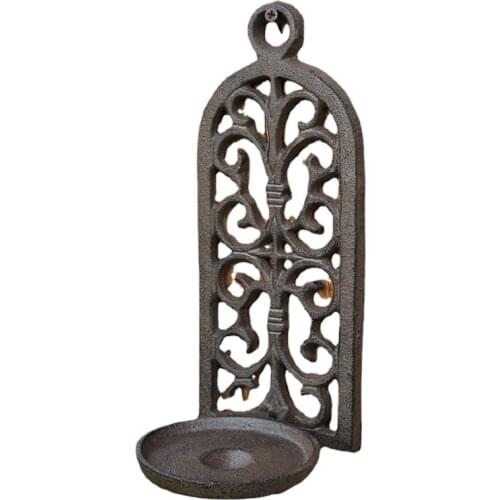 European Pastoral Cast Iron Arch Hollow Wall Hanging Candle Holder Candle Holder Retro Nostalgic Decoration Garden Home Pendant