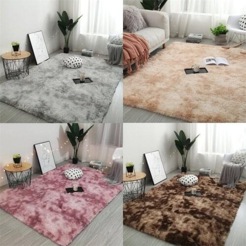 Gradient color living room carpet European long hair fashion bedroom mat bay window bedside blanket washable personality rug