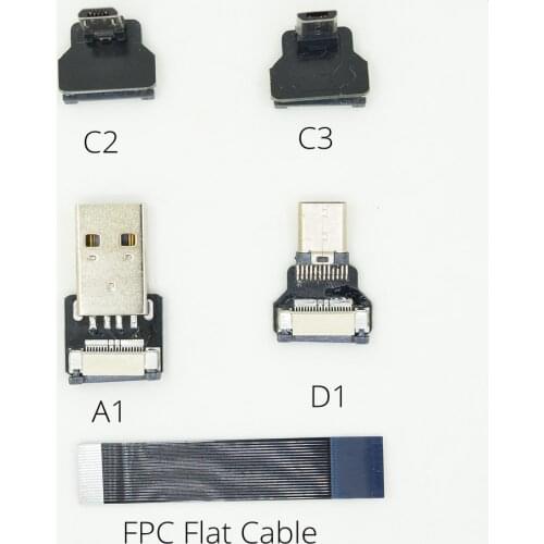 FFC USB Type-c cable FPV Accessories Flat Slim Thin Ribbon FPC Cable Micro USB 90 degree to standard USB A for FPV gimbal