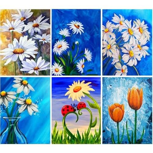 GATYZTORY DIY Painting By Numbers Flower Picture On Canvas Coloring By Numbers for Adults Kids Acrylic paints Home Decor