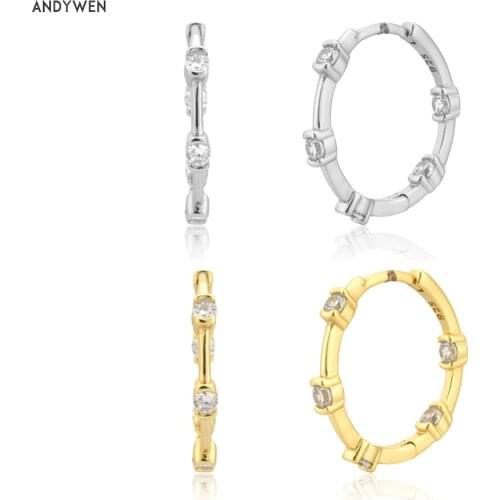 ANDYWEN 925 Sterling Silver 14.5mm Hoops Circle Crystal CZ Zircon Piericng Ohrringe Pendiente Luxury Jewelry Fine Jewels