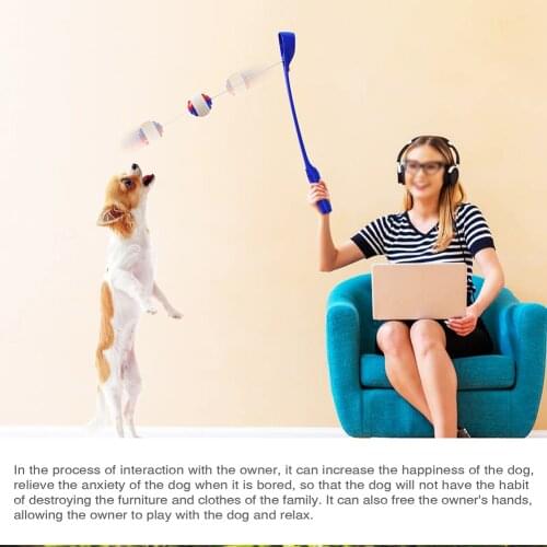 Pet Dog Throwing Stick with Ball Outdoor Interactive Walking Dog Throwing Rod Pet Throw Bar Dog Training Toy Pet Supplies