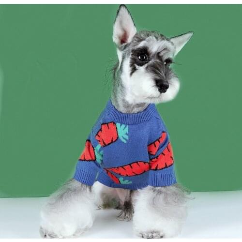 New Dog Sweater Jumper Cartoon Carrot Warm Dog Clothes Winter Puppy Hoodie Christmas Pet Clothing Gift Schnauzer Pug Chihuahua