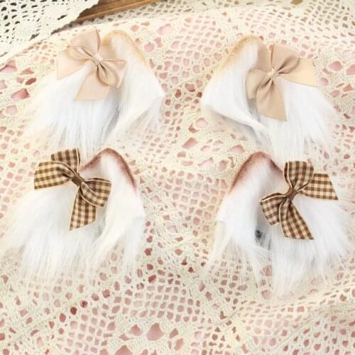 Original Handmade Gradient Simulation Cat Ear Cos Animal Ears Lolita Cute Plush Bow Ear Side Clip