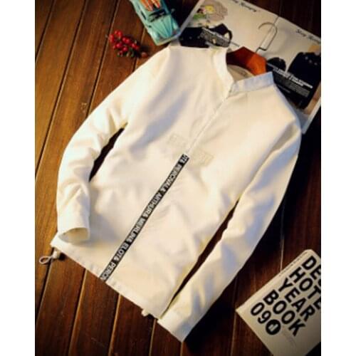 Autumn New Men T shirt Long Sleeve Large Solid Color Camiseta Masculina Youth English Ribbon Zipper Mens Base Coat