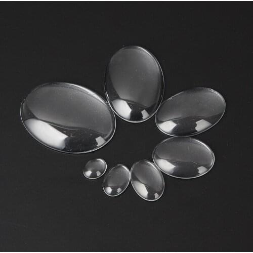 5-50pcs/lot Length 10-40mm Oval Flat Transparent Glass Cabochon Dome Cover Pendant Ring Jewelry Making DIY Supplies Accessories