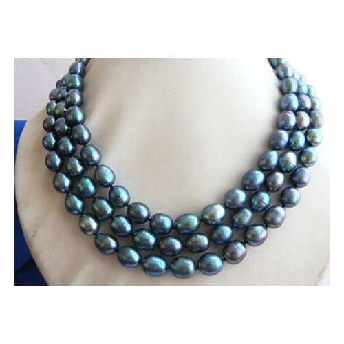 50'' 9-10MM Black Rice Freshwater Pearl Necklace