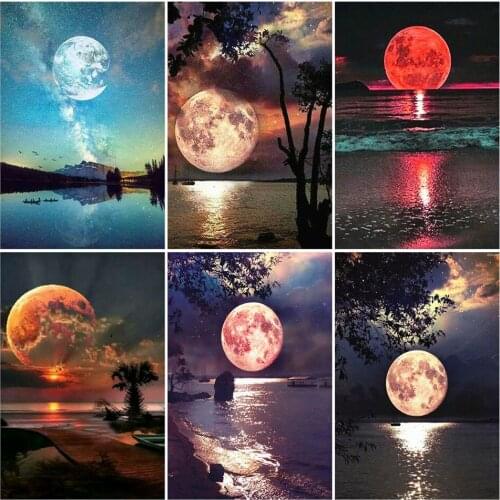 Nature Night Landscape Moon Lake Poster Unframed Canvas Painting Living Room Bedroom Wall Stickers Art Crafts Paintings Decor
