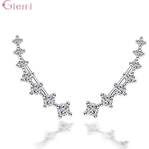 Fashion 925 Sterling Silver Zircon Clip Earrings Non Piercing Statement for Women Girl Punk Crystal Wrap Ear Cuff Earring