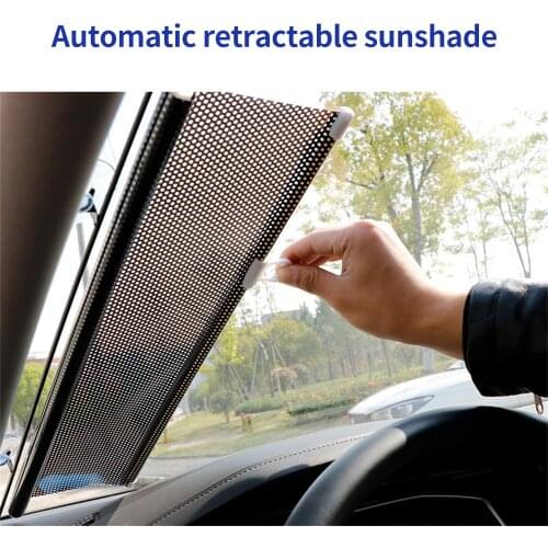 Car Sunshade Sun Visor Protector Auto Front Rear Window Sunscreen Pleated Curtain Retractable Nylon Mesh Shield Fold Curtains UV