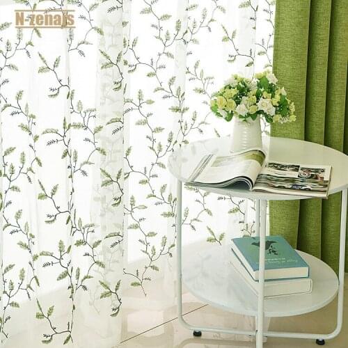 American Countryside Style Tulle for Bedroom and Living Room Translucidus (Shading Rate 1%-40%) Left and Right Biparting Open