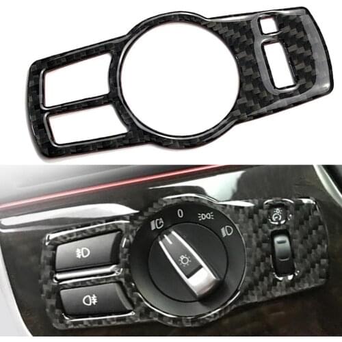Carbon Fiber Car Interior Headlight Switch Buttons Cover Stickers adhesive Auto Interior Accessories for BMW F10 F07 F01 F25 F26