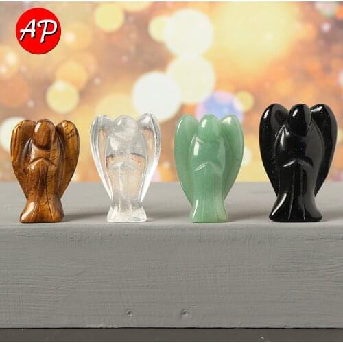 1.5inch Natural Crystal Decoration Guardian Angel Healing Stone Home Decoration Craft Gift