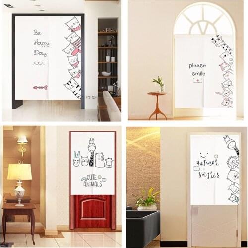 Japanese Cute Cartoon Animal Bedroom Door Curtain Shower Toilet Half Panel Curtain Living Room Blackout Curtain Home Decoration