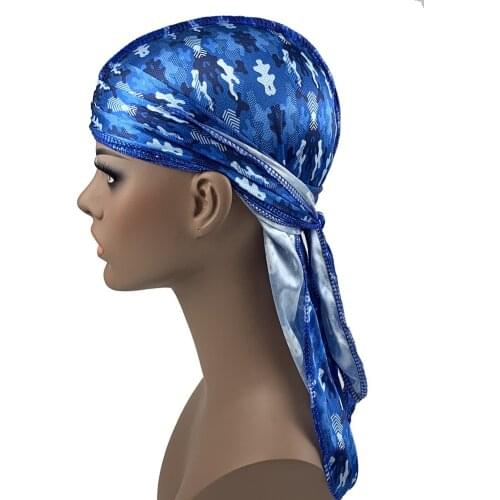 Hot-selling printed long-tailed pirate hat belt with an enchance elastic cap silkly durag cancer headwear cute hats for women