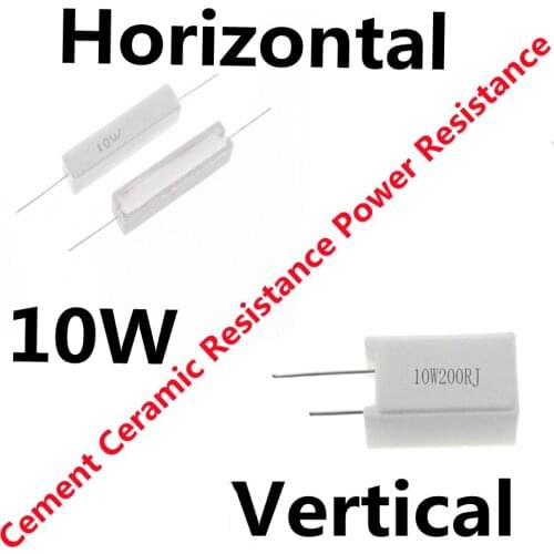 10 Pcs 10W Cement Ceramic Resistance Power Resistance 5% 0.1~100K 0.22 1 2 5 6.2 8 10 15 22 100 300R 470 1K 1.2K 5K 10K 3K ohm