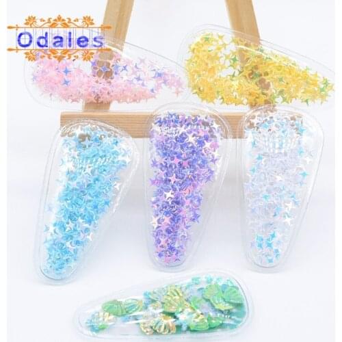 12Pcs Fashion Korean Dream Girl Love Shell Cross Sequins Transparent BB Drop Clip Patches Beautiful Hairpins Headdress Appliques