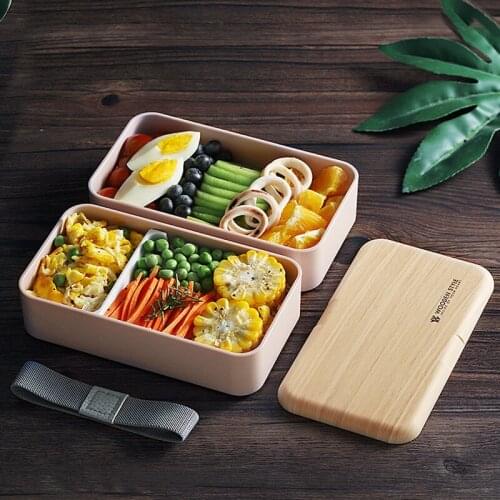 1200ML Microwave Double Layer Lunch Box Portable Bento Box Lunchbox Food Container Dinnerware for Kids