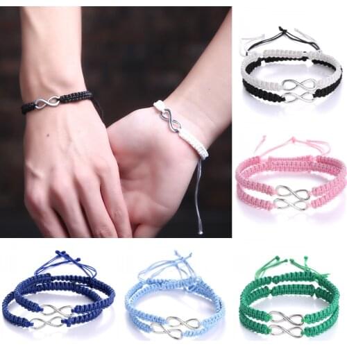 2Pcs/Set Friendship Bracelet For Men Women Handmade Braided Rope Bracelet Infinity Love Couples Bracelet Set Fashion Jewelry